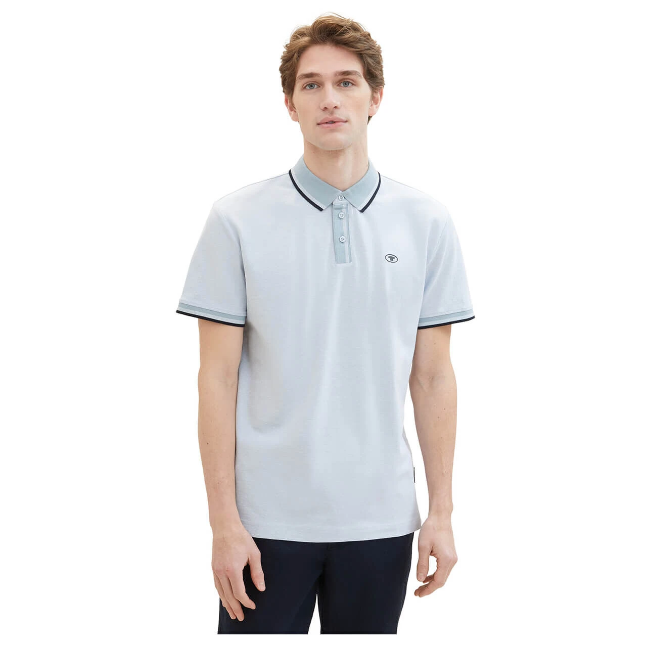Tom Tailor Herren Piqué Poloshirt White Foggy Light Blue 2 Tom Tailor Herren Piqué Poloshirt White Foggy Light Blue – Bild 2