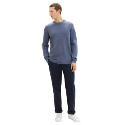 Tom Tailor Herren Pullover Basic Crewneck Vintage Indigo Blue Compact Cotton 10 Tom Tailor Herren Pullover Basic Crewneck Vintage Indigo Blue Compact Cotton -Modebekleidungs Geschäft tom tailor pullover crewneck knit blau 18964 model vorne