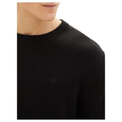Tom Tailor Herren Pullover Basic Crewneck Deep Black Compact Cotton -Modebekleidungs Geschäft tom tailor pullover crewneck knit schwarz 29999 model detail