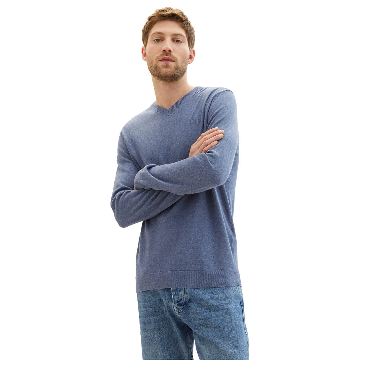 Tom Tailor Herren Pullover Basic V-neck Vintage Indigo Blue Compact Cotton 4 Tom Tailor Herren Pullover Basic V-neck Vintage Indigo Blue Compact Cotton – Bild 4