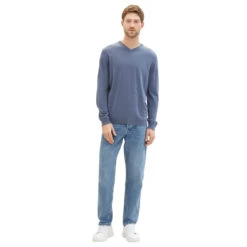 Tom Tailor Herren Pullover Basic V-neck Vintage Indigo Blue Compact Cotton 12 Tom Tailor Herren Pullover Basic V-neck Vintage Indigo Blue Compact Cotton -Modebekleidungs Geschäft tom tailor pullover v neck knit blau 18964 model vorne