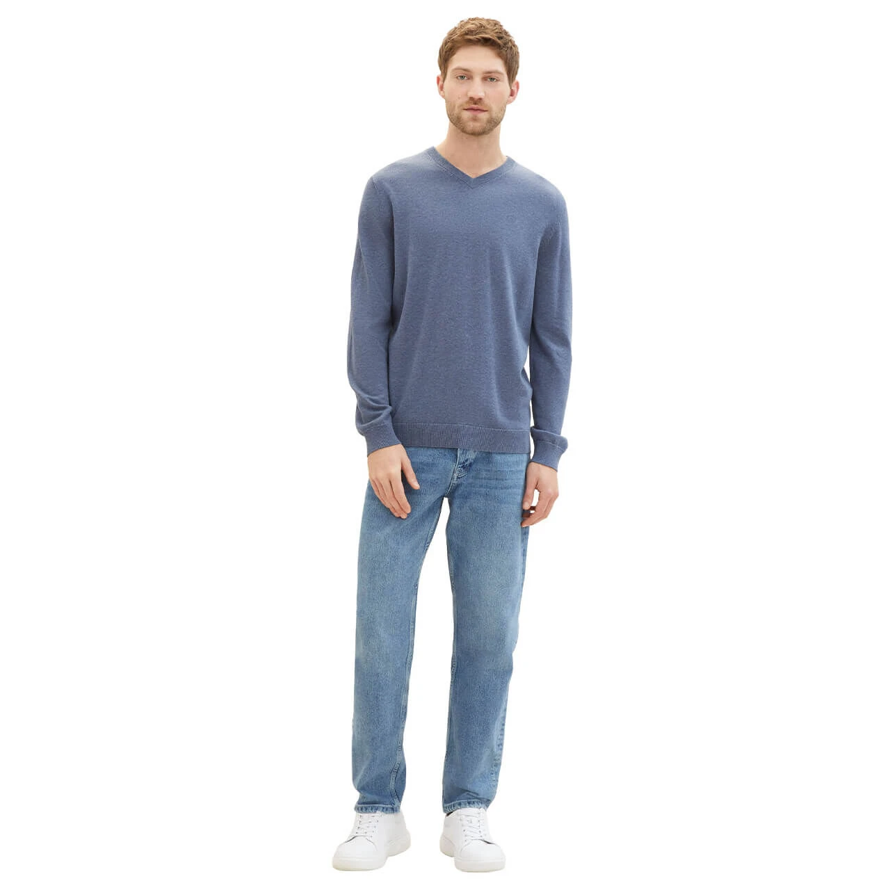 Tom Tailor Herren Pullover Basic V-neck Vintage Indigo Blue Compact Cotton 6 Tom Tailor Herren Pullover Basic V-neck Vintage Indigo Blue Compact Cotton – Bild 6