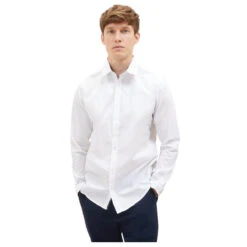 Tom Tailor Herren Hemd White -Modebekleidungs Geschäft tom tailor stretch poplin shirt hemd weiss 20000 detail front