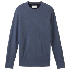 Tom Tailor Herren Structured Crewneck Knit Pullover Vintage Indigo Blue