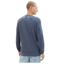 Tom Tailor Herren Structured Crewneck Knit Pullover Vintage Indigo Blue -Modebekleidungs Geschäft tom tailor structured crewneck knit strickpullover blau 18964 hinten