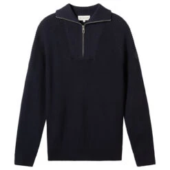 Tom Tailor Herren Troyer Pullover Sky Captain Blue