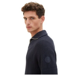 Tom Tailor Herren Troyer Pullover Sky Captain Blue -Modebekleidungs Geschäft tom tailor structured knit troyer blau 10668 model