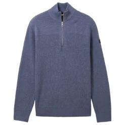 Tom Tailor Herren Troyer Pullover Vintage Indigo Blue Melange