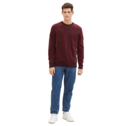 Tom Tailor Herren Pullover Twotone Effect Crewneck Knit Tawny Port Red 8 Tom Tailor Herren Pullover Twotone Effect Crewneck Knit Tawny Port Red -Modebekleidungs Geschäft tom tailor twotone effect crewneck knit pullover rot 10574 model