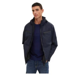 Tom Tailor Herren Jacke Sky Captain Deep Blue -Modebekleidungs Geschäft tom taylor hooded outdoor jacket blau 10668 ansicht vorne