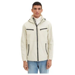 Tom Tailor Herren Jacke Beige Alfalfa -Modebekleidungs Geschäft tom taylor hooded outdoor jacket weiss 26199 ansicht vorne