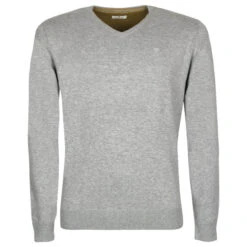 Tom Tailor Herren Pullover Basic V-neck Light Soft Grey