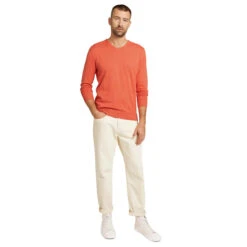 Tom Tailor Herren Pullover Basic V-neck Light Orange Peach Melange -Modebekleidungs Geschäft tomtailor v neck sweater orange 29420 ganz