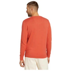 Tom Tailor Herren Pullover Basic V-neck Light Orange Peach Melange -Modebekleidungs Geschäft tomtailor v neck sweater orange 29420 hinten